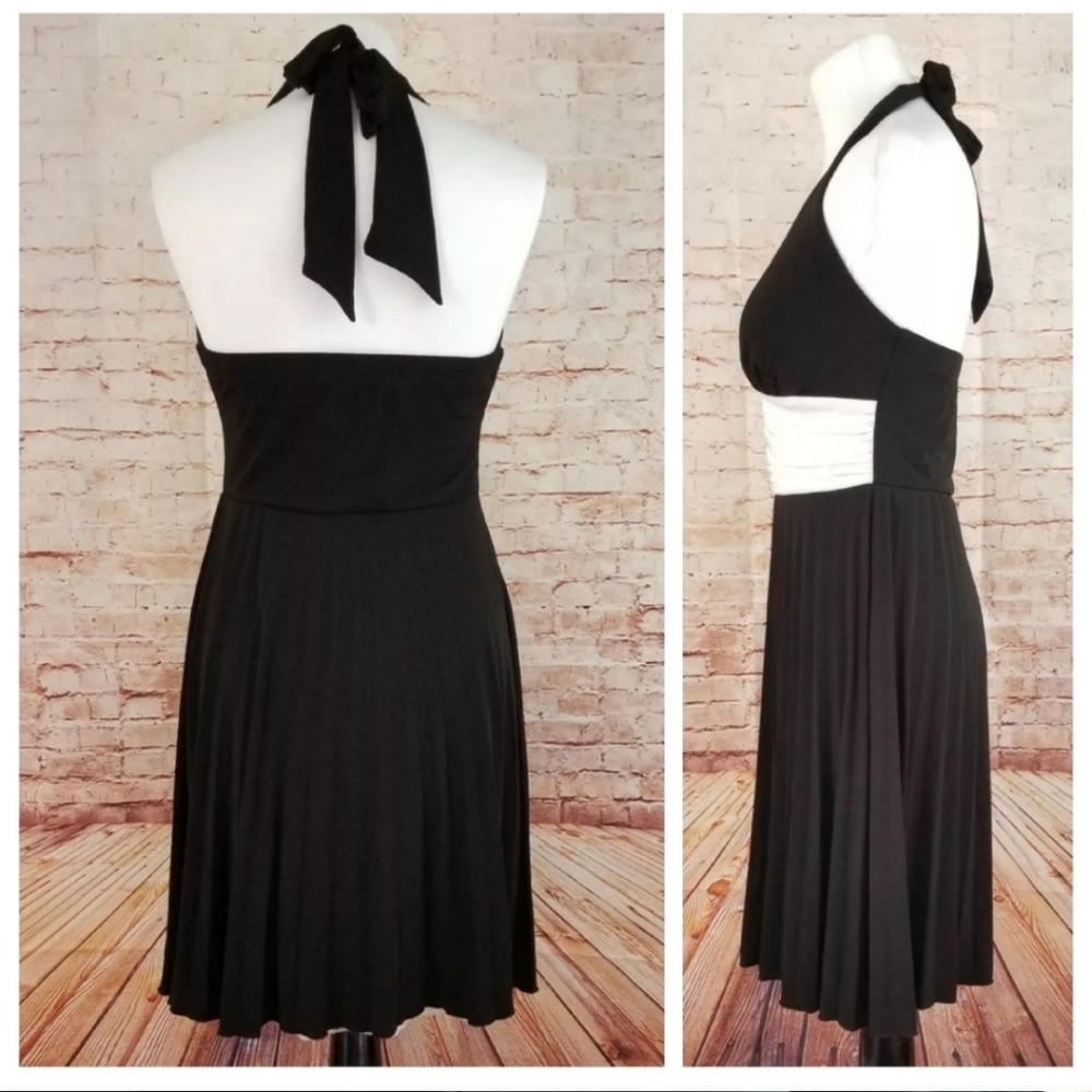 Ruby Rox M Black White Ruched Empire Halter Dress - Picture 4 of 7